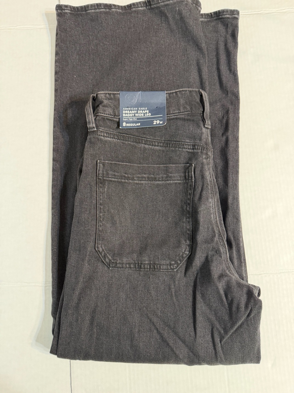 American Eagle Dreamy Drape Baggy Wide Leg Super High-Rise Jean - Black Blaze -